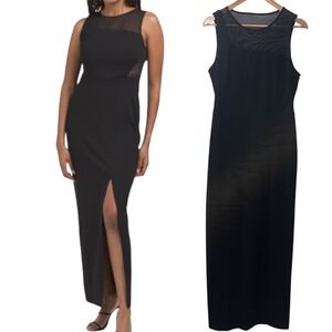 NEW Donna Morgan Asymmetrical Illusion Maxi Black Evening Party Dress Size 10‎